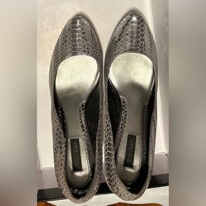 White House Black Market Gray Metallic Heels